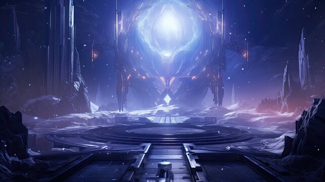 astral futuristic floating city, purple kryptonite crystals