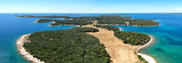 Brijuni archipelago in Croatia Europe aerial view panorama - 621864826