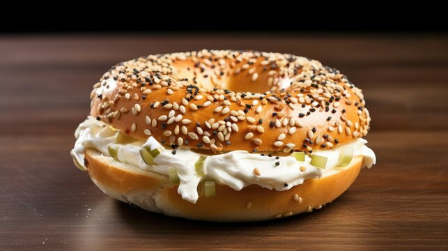delicious bagel slathered in capers and cream cheese