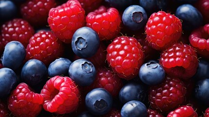 raspberries and blueberries