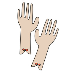 gloves handdrawn female fashion icon illustration