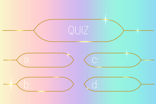 Quiz Game Template With Question And Answers In Y2k Style. Trivia Contest TV Show Layout With Modern Gradient And Gold Number Frames. Vector Illustration