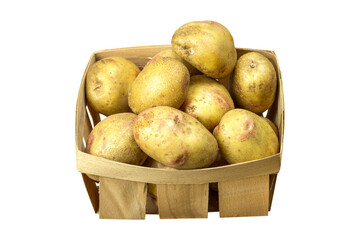 ripe potatoes in a basket isolated from the background