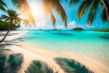 beach with palm trees ai generated