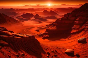 Fototapete Rot  violett the view of the surface of mars ai generated