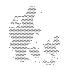 Map of the country of Denmark with football soccer icons on a white background
