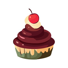 Cute cupcake with strawberry icing and decoration