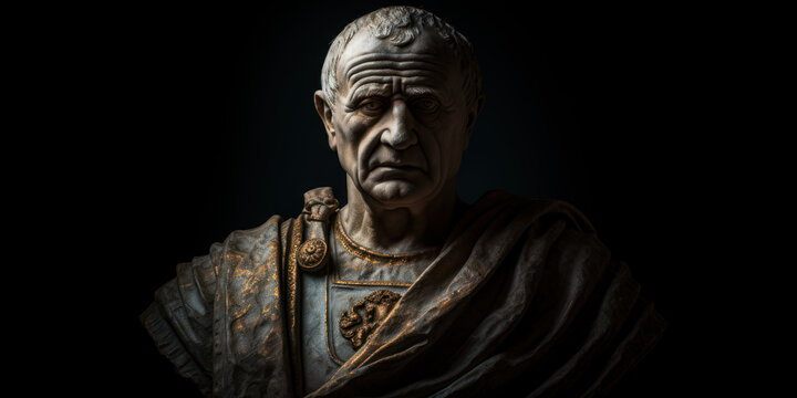 Vespasian bust sculpture, former Roman emperor. Generative AI

