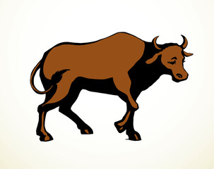 Vector drawing. Cute big cow