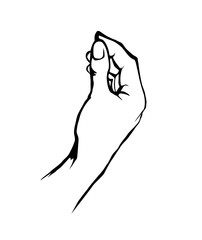 A hand is holding a pinch of salt. Vector drawing