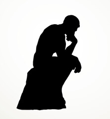 Vector drawing. Sculpture of a male thinker