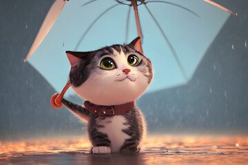 A cat holding an umbrella on a rainy day.
Generative AI