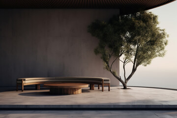Outdoor seating area, minimalistic exterior design