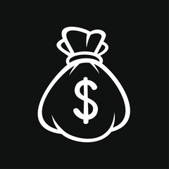 Dollar Money Icon with Bag. Vector Illustration.