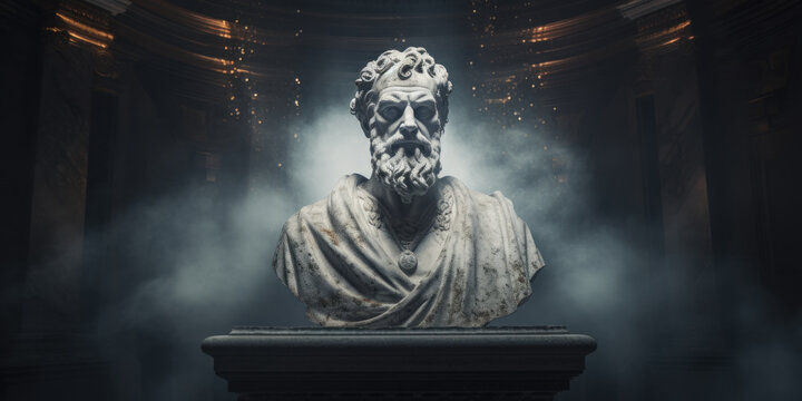 Antoninus Pius bust sculpture, former Roman emperor. Generative AI
