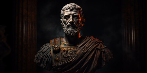 Fototapeta na wymiar Aurelian bust sculpture, former Roman emperor. Generative AI