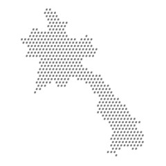 Fototapeta premium Map of the country of Laos with hashtag icons texture on a white background