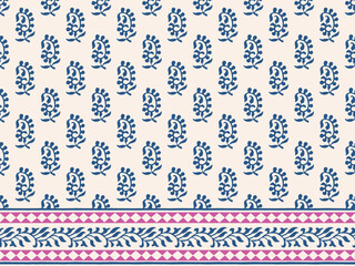 PAISLEY FLORAL SEAMLESS PATTERN ALL OVER PRINT WITH BORDER VECTOR ILLUSTRATION