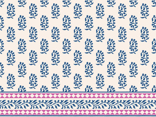 PAISLEY FLORAL SEAMLESS PATTERN ALL OVER PRINT WITH BORDER VECTOR ILLUSTRATION