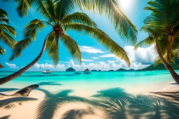 beach with palm trees ai generated