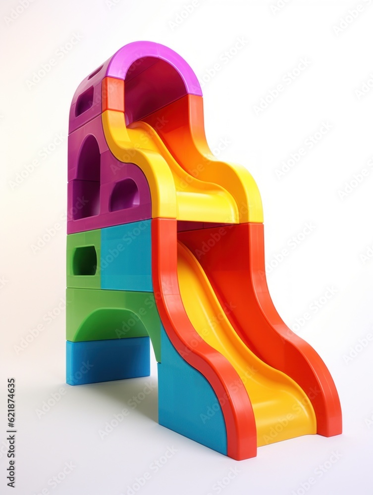 Aufkleber a colorful toy slide on a white surface. generative ai image.