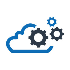 Cloud Service Optimization Flat Blue Icon Isolate On White Background Vector Illustration | Seo Icon