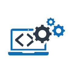 Obraz premium Code Optimization Flat Blue Icon Isolate On White Background Vector Illustration | Seo Icons