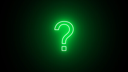neon green question mark on black background. Neon question mark. Question mark Symbol, question mark sign. neon question mark sign.