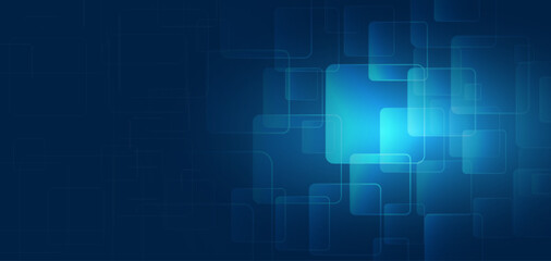 Geometric background with square and high-tech light elements for presentation or banner. Medical, technology, or science design. Square structure abstract background. Modern technical background.