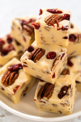 Homemade White Chocolate Cranberry Pecan Fudge