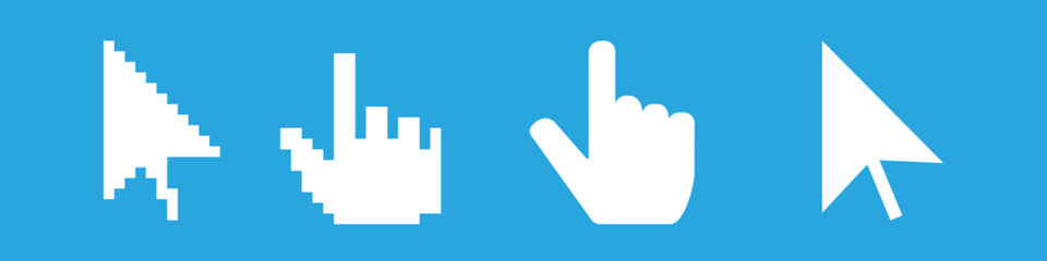 Pointer cursor arrow finger. Mouse digital interface element