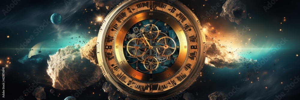 Aufkleber an image of a clock in the sky. generative ai image.