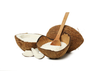 PNG, Coconut with powder isolated on white background