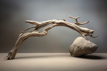 Naklejka premium Natural Elegance, Cosmetic Display Space Set Against Stone Textures and Precise Nautical Detail, generative ai
