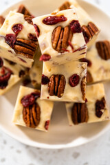 Homemade White Chocolate Cranberry Pecan Fudge