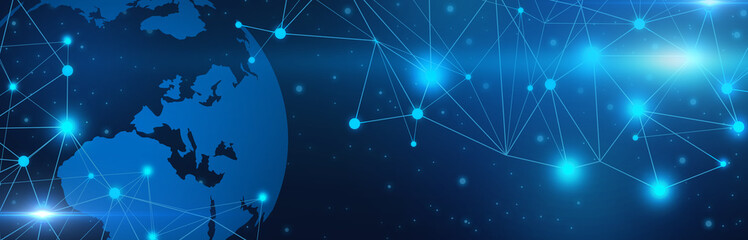 World globe structure molecule and communication. Abstract polygonal background with connected dots and lines. Minimalistic geometric pattern. Science, Medicine, technology. Vector illustration © Avartde
