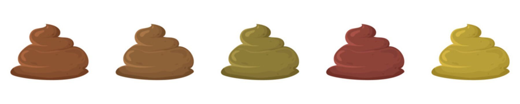Pile of colored shit set. Yellow and brown dung