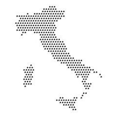 Map of the country of Italy with house icons texture on a white background