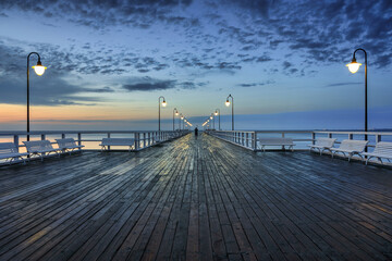 Sunrise at the Baltic Sea in Gdynia Orlowo, Poland