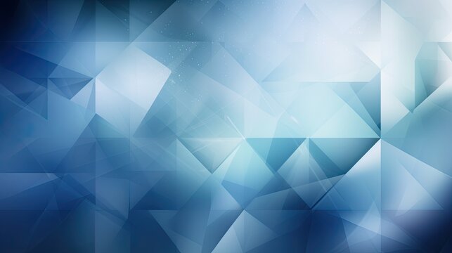 modern abstract blue background with translucent white textures forming triangle, diamond, and square shapes