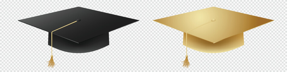 Graduates black and golden 3d cap