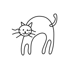 cat cartoon vector 6 Outline line Cute and funny cats doodle. Cartoon cat or kitten characters design collection Minimal cat drawing. Set of purebred pet animals isolated on transparent background.