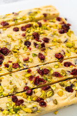 Cranberry pistachio fudge