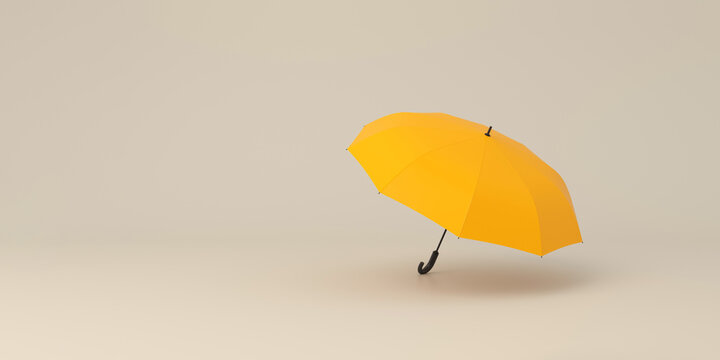 Opened Yellow Umbrella On Studio Background.Concept Of Security.