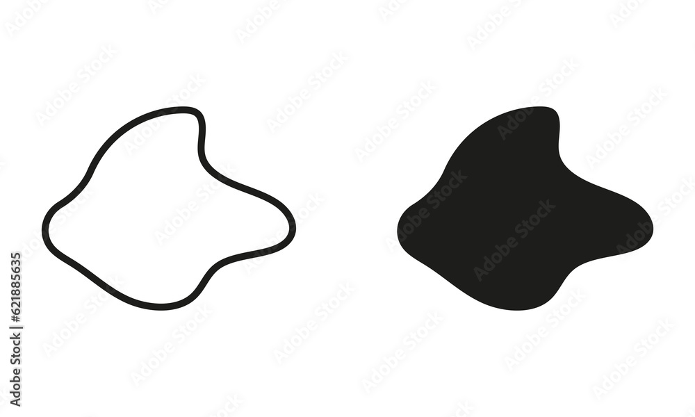 Poster abstract amorphous splodge. random shape, organic blob line and silhouette black set. irregular liqu