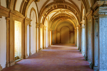 Obraz premium convent interior corridor with interior archways