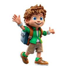 3D cartoon character a cute student boys, Isolated transparent background png. generated with AI