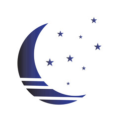 Moon with stars logo.Vector illustration
