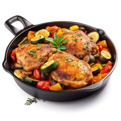 Pan fried chicken with vegetables Ratatouille generative ai