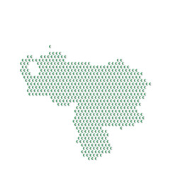 Map of the country of Venezuela with green half moon icons texture on a white background